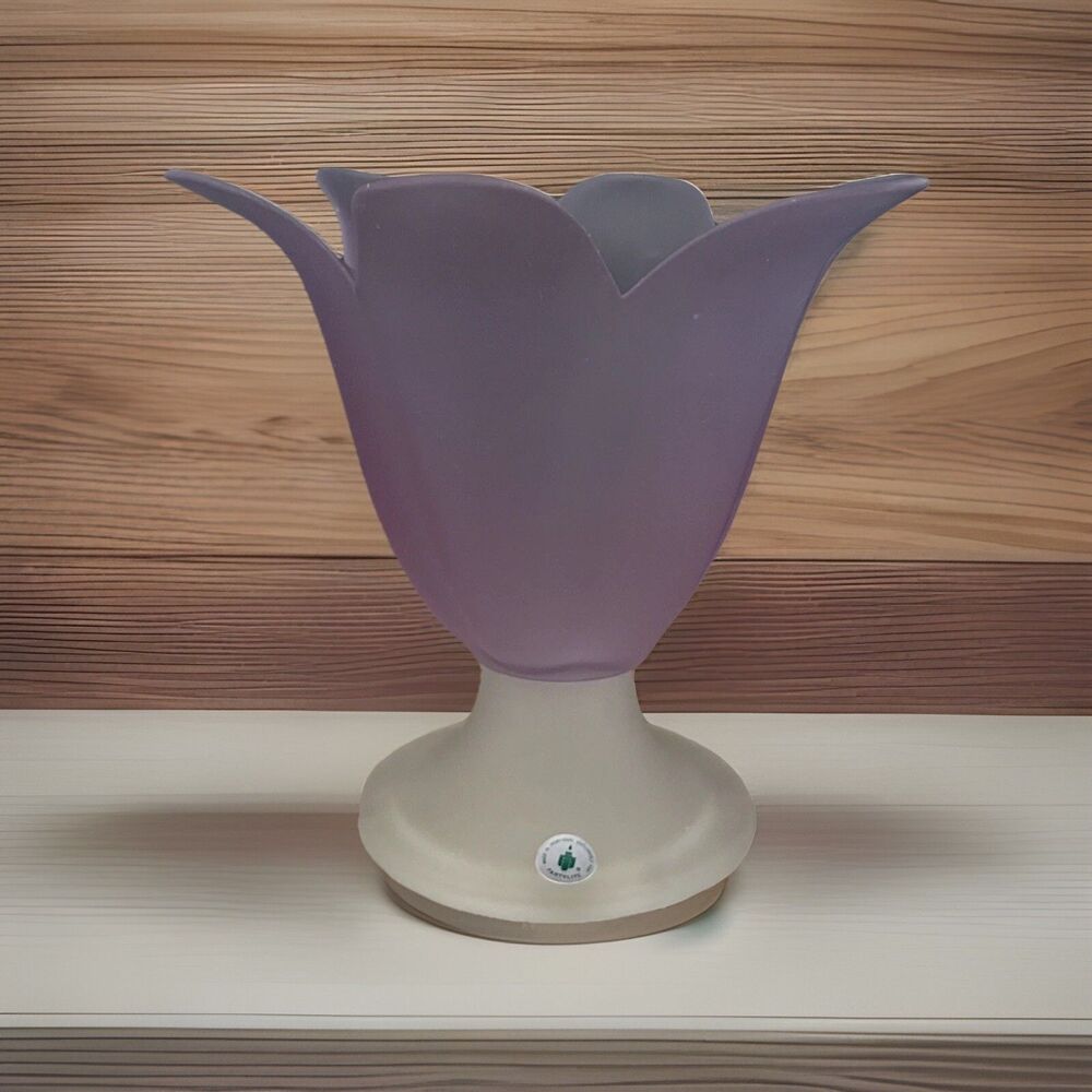Partylite Purple Lilac Frosted Glass Tulip Large Candle Holder Vase